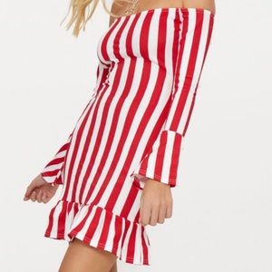 Red and white striped mini dress